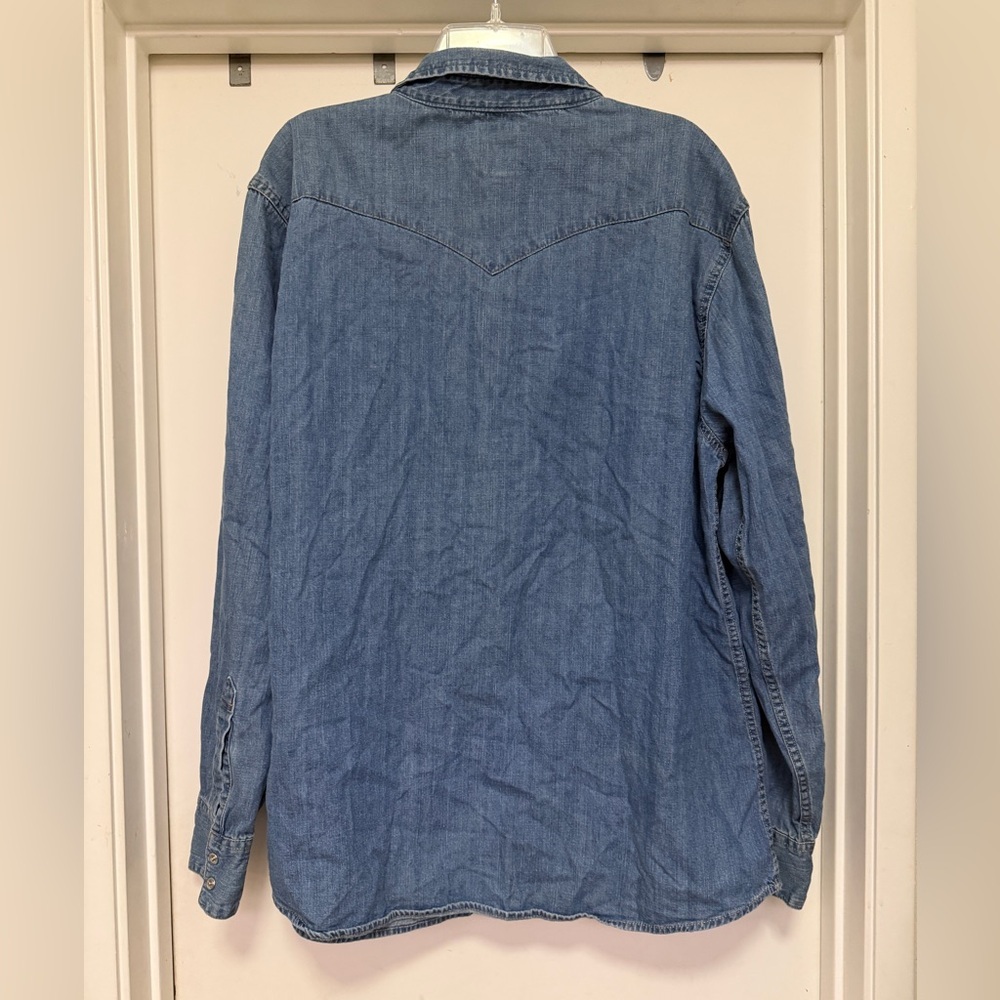 Levi's Barstow Men's XXL Denim Long Sleeve Western Shirt Blue Pearl Snap - Picture 3 of 8